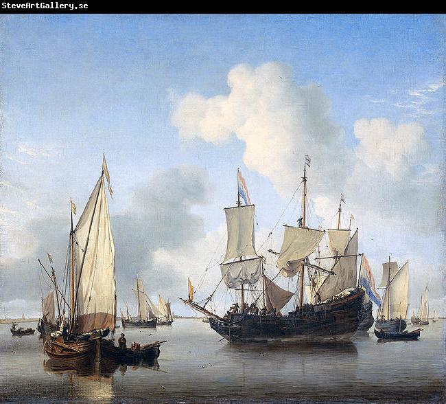 Willem Van de Velde The Younger Ships anchored offshore